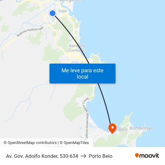 Av. Gov. Adolfo Konder, 530-634 to Porto Belo map