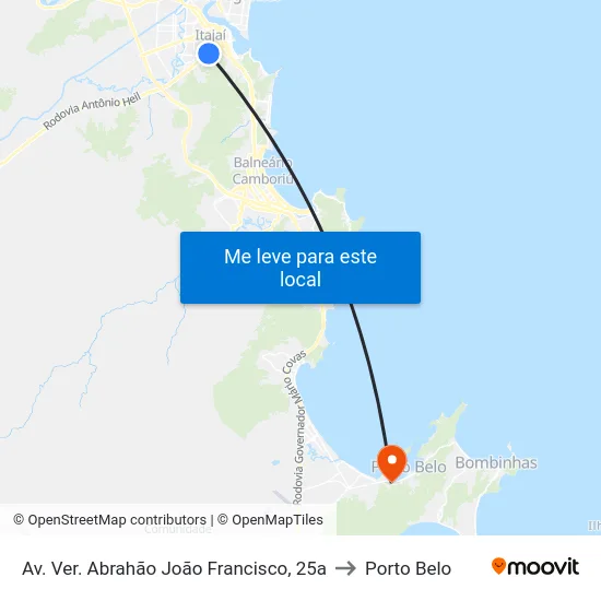 Av. Ver. Abrahão João Francisco, 25a to Porto Belo map