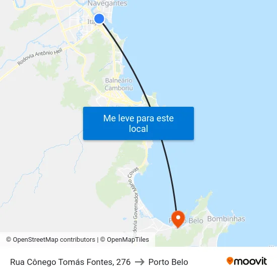 Rua Cônego Tomás Fontes, 276 to Porto Belo map