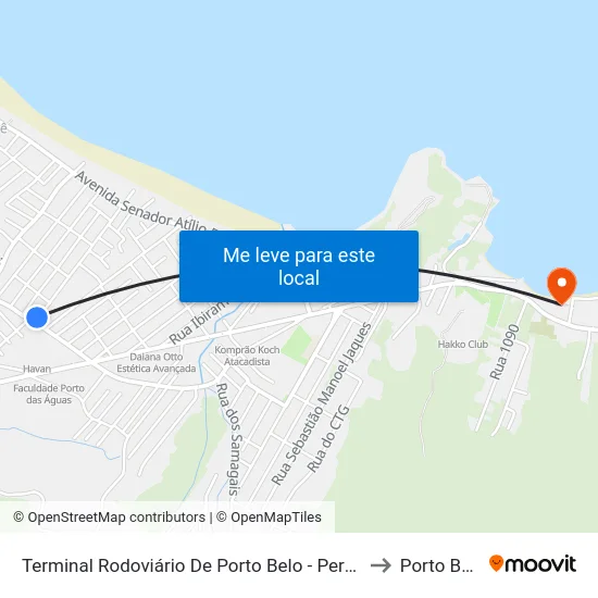 Terminal Rodoviário De Porto Belo - Perequê to Porto Belo map