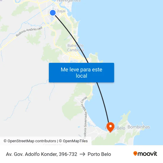 Av. Gov. Adolfo Konder, 396-732 to Porto Belo map