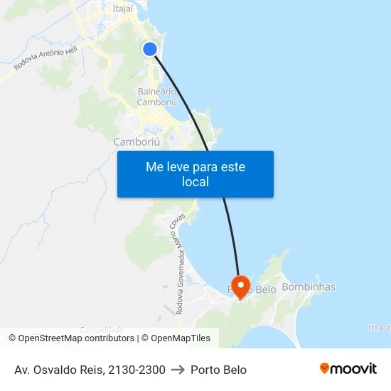 Av. Osvaldo Reis, 2130-2300 to Porto Belo map