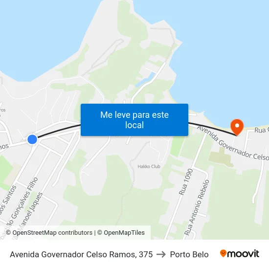 Avenida Governador Celso Ramos, 375 to Porto Belo map