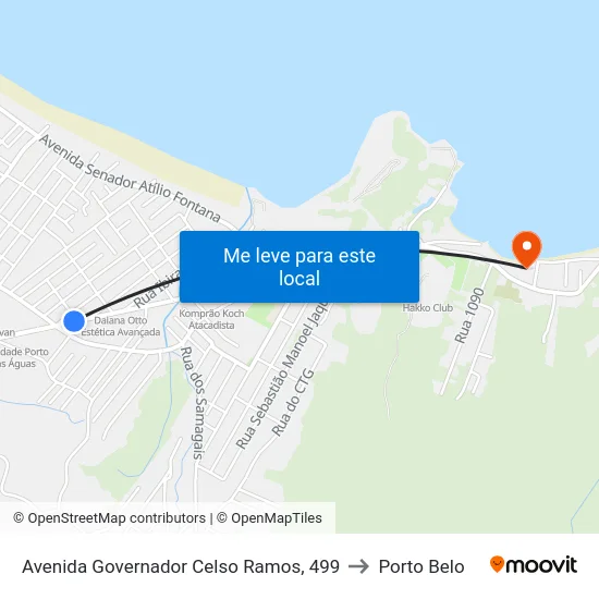 Avenida Governador Celso Ramos, 499 to Porto Belo map