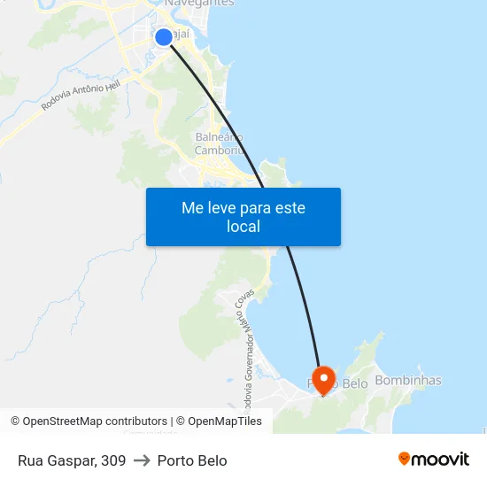 Rua Gaspar, 309 to Porto Belo map