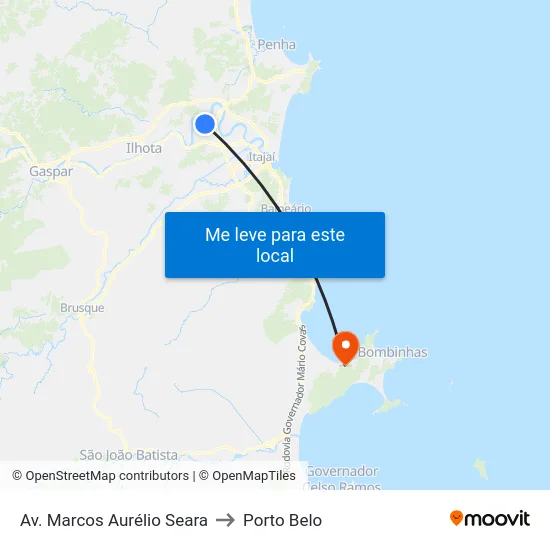 Av. Marcos Aurélio Seara to Porto Belo map