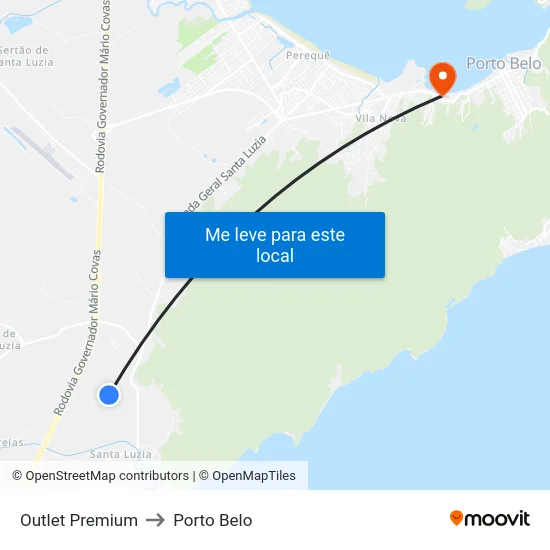 Outlet Premium to Porto Belo map