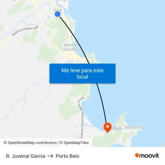 R. Juvenal Garcia to Porto Belo map