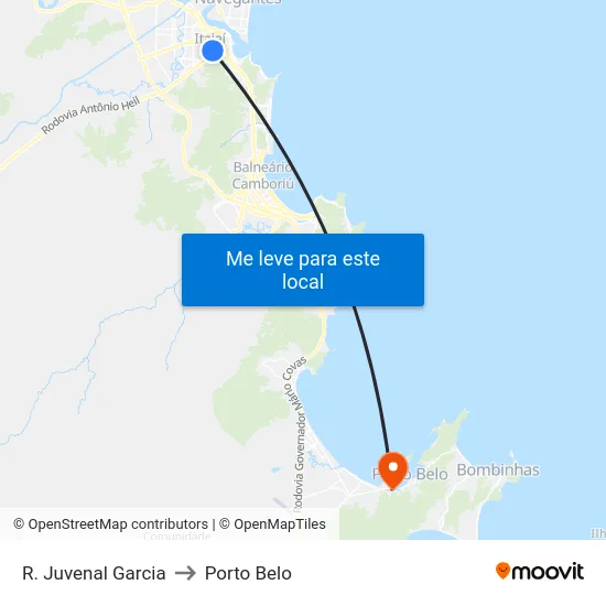 R. Juvenal Garcia to Porto Belo map