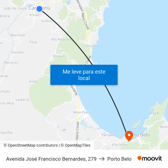 Avenida José Francisco Bernardes, 279 to Porto Belo map