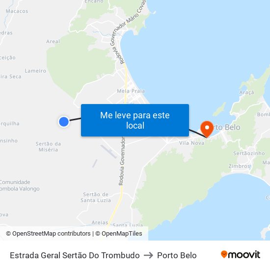 Estrada Geral Sertão Do Trombudo to Porto Belo map