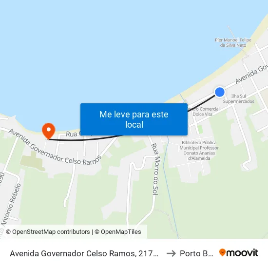 Avenida Governador Celso Ramos, 2177-2189 to Porto Belo map