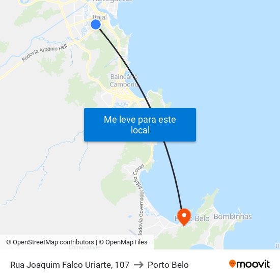 Rua Joaquim Falco Uriarte, 107 to Porto Belo map
