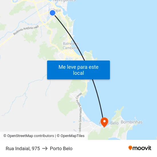 Rua Indaial, 975 to Porto Belo map