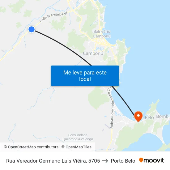 Rua Vereador Germano Luís Viêira, 5705 to Porto Belo map