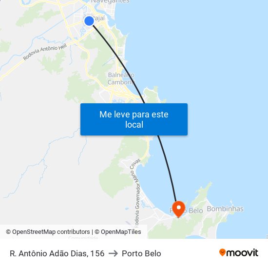 R. Antônio Adão Dias, 156 to Porto Belo map