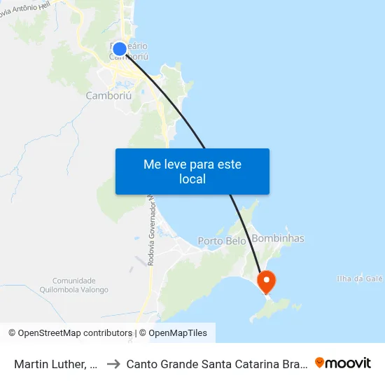 Martin Luther, 13 to Canto Grande Santa Catarina Brazil map