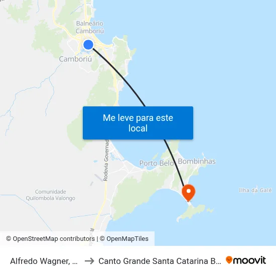 Alfredo Wagner, 202 to Canto Grande Santa Catarina Brazil map