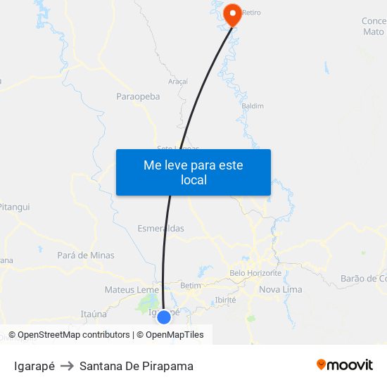 Igarapé to Santana De Pirapama map