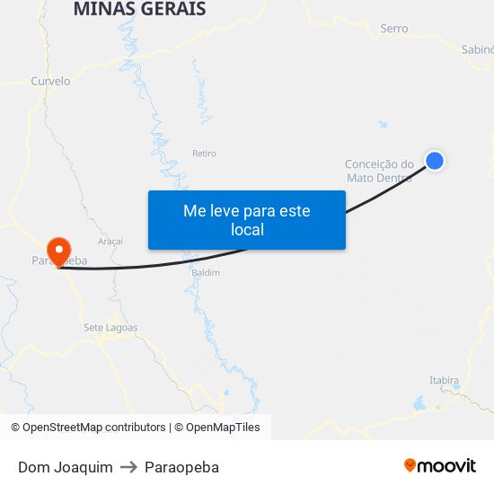 Dom Joaquim to Paraopeba map