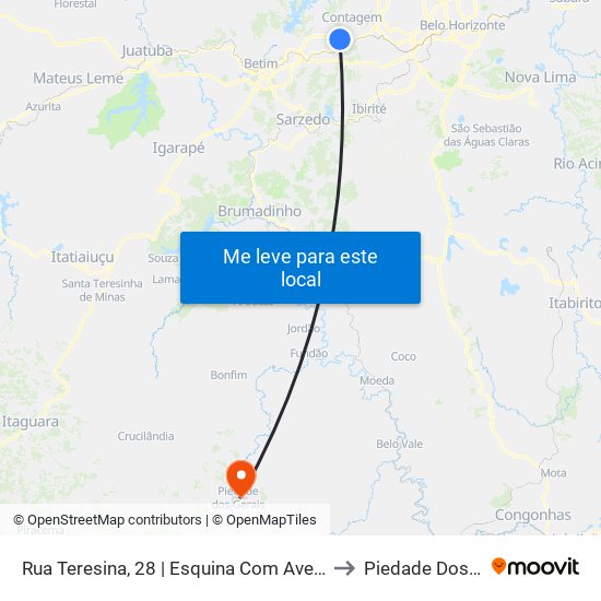 Rua Teresina, 28 | Esquina Com Avenida Nova York to Piedade Dos Gerais map