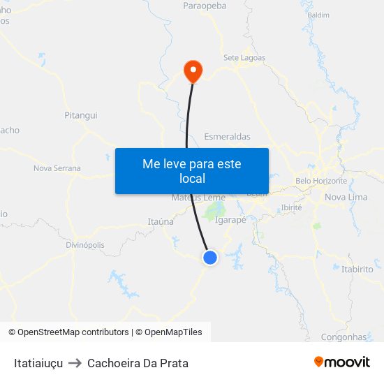 Itatiaiuçu to Cachoeira Da Prata map