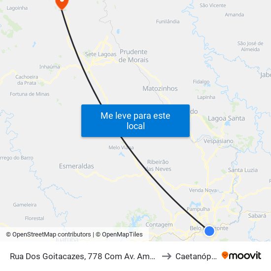 Rua Dos Goitacazes, 778 Com Av. Amazonas 2 to Caetanópolis map