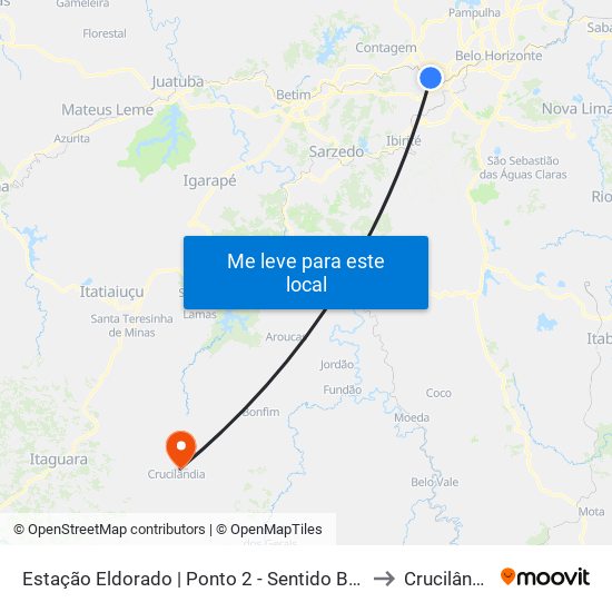 Estação Eldorado | Ponto 2 - Sentido Bairro to Crucilândia map