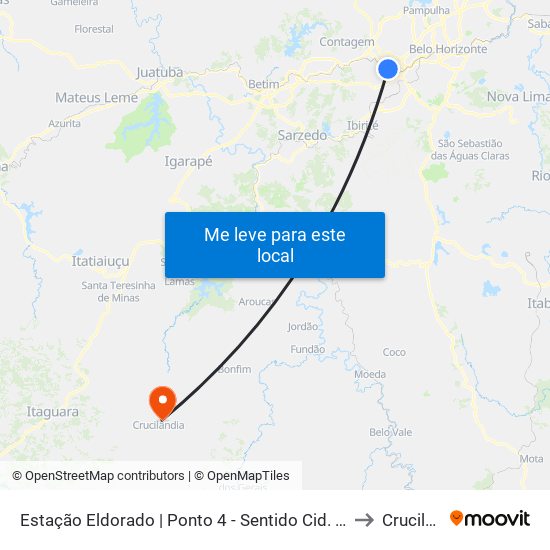 Estação Eldorado | Ponto 4 - Sentido Cid. Industrial/Barreiro to Crucilândia map