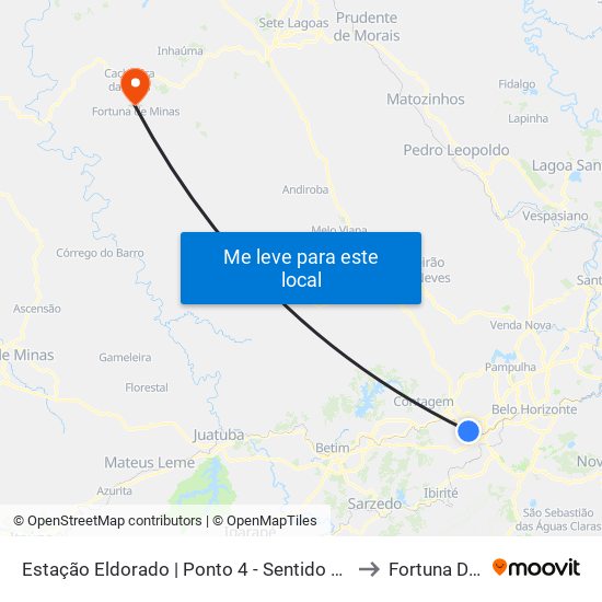 Estação Eldorado | Ponto 4 - Sentido Cid. Industrial/Barreiro to Fortuna De Minas map