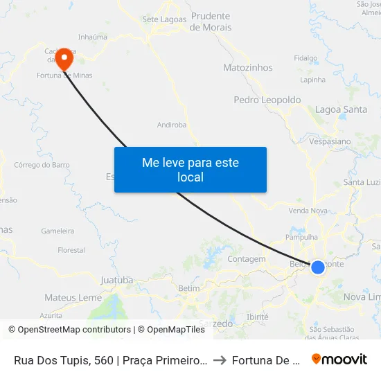Rua Dos Tupis, 560 | Praça Primeiro De Maio 2 to Fortuna De Minas map