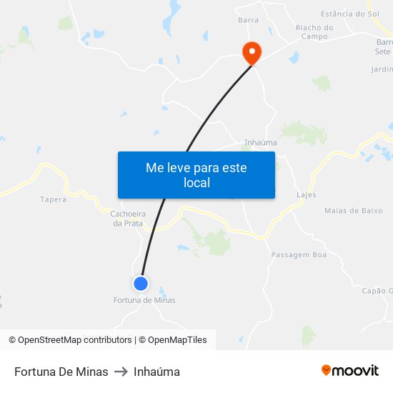 Fortuna De Minas to Inhaúma map