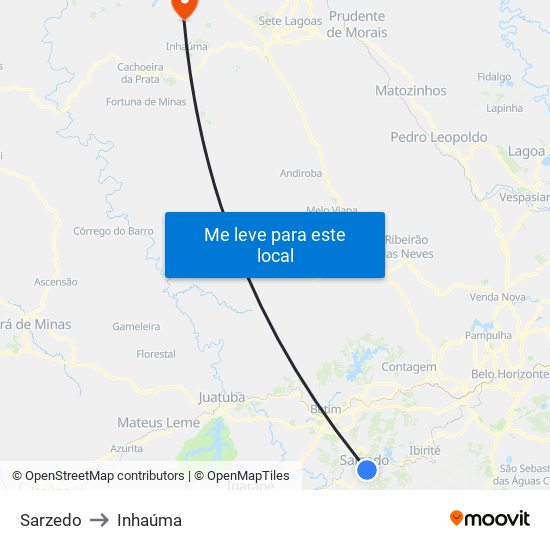 Sarzedo to Inhaúma map