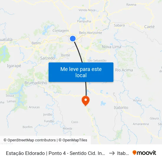 Estação Eldorado | Ponto 4 - Sentido Cid. Industrial/Barreiro to Itabirito map