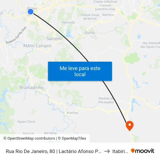 Rua Rio De Janeiro, 80 | Lactário Afonso Pena to Itabirito map