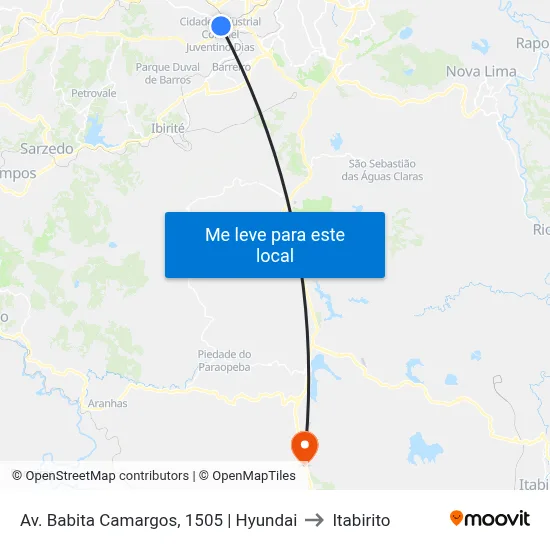 Av. Babita Camargos, 1505 | Hyundai to Itabirito map