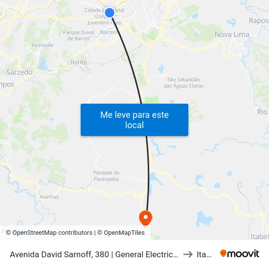 Avenida David Sarnoff, 380 | General Electric Sentido Itaú Shopping to Itabirito map