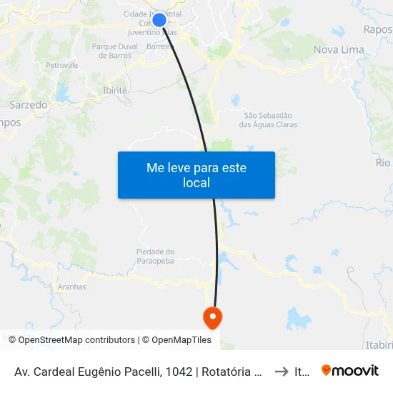 Av. Cardeal Eugênio Pacelli, 1042 | Rotatória Da Antiga Fábrica Aymoré (Atrás Do Santander) to Itabirito map