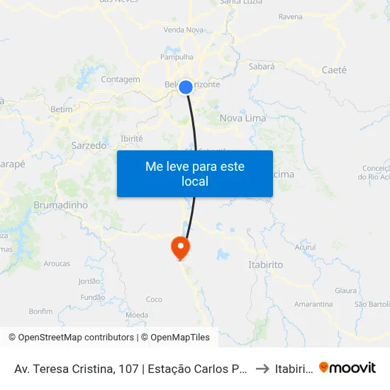 Av. Teresa Cristina, 107 | Estação Carlos Prates to Itabirito map