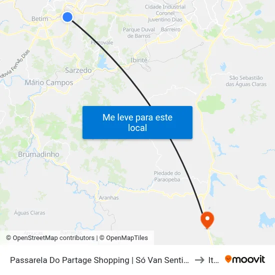 Passarela Do Partage Shopping | Só Van Sentido Bairro (Entram A Direita Na Rua Pitangui Para O Dom Bosco) to Itabirito map