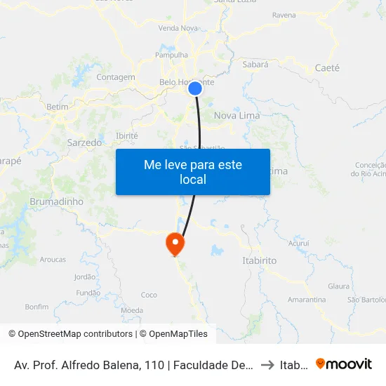 Av. Prof. Alfredo Balena, 110 | Faculdade De Medicina Ufmg 1 to Itabirito map