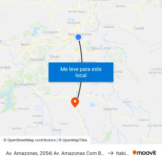 Av. Amazonas, 2054| Av. Amazonas Com Barbacena 3 to Itabirito map