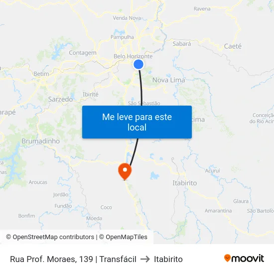 Rua Prof. Moraes, 139 | Transfácil to Itabirito map