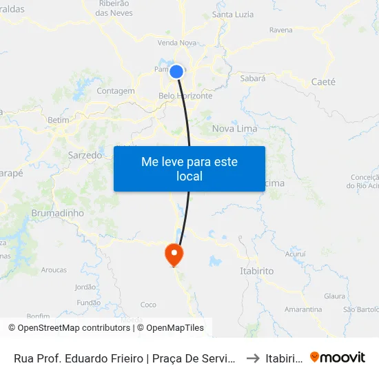 Rua Prof. Eduardo Frieiro | Praça De Serviços to Itabirito map