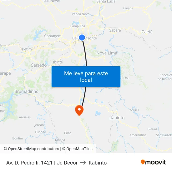 Av. D. Pedro Ii, 1421 | Jc Decor to Itabirito map