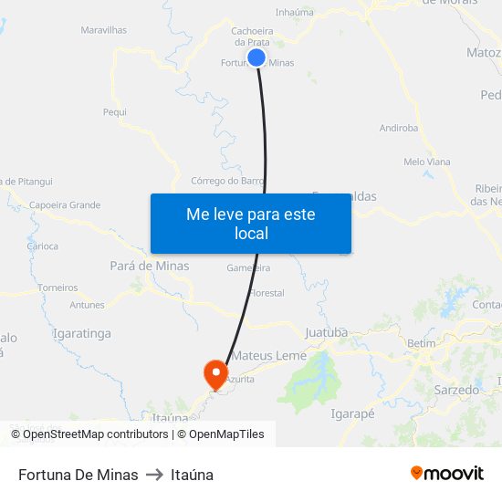 Fortuna De Minas to Itaúna map
