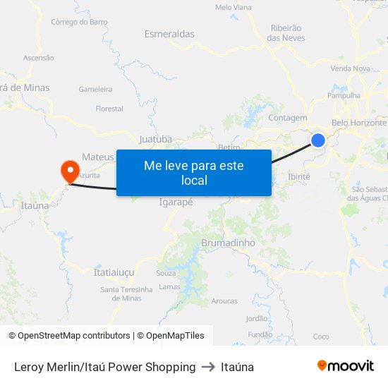 Leroy Merlin/Itaú Power Shopping to Itaúna map