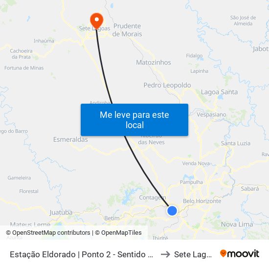 Estação Eldorado | Ponto 2 - Sentido Bairro to Sete Lagoas map