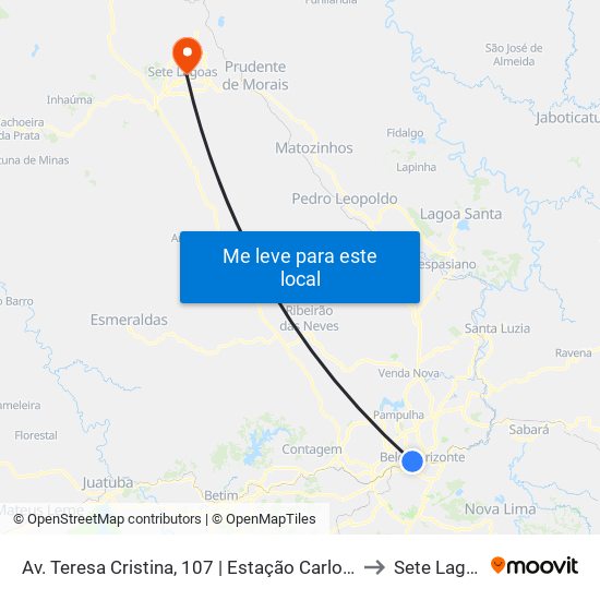 Av. Teresa Cristina, 107 | Estação Carlos Prates to Sete Lagoas map