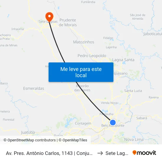 Av. Pres. Antônio Carlos, 1143 | Conjunto Iapi to Sete Lagoas map